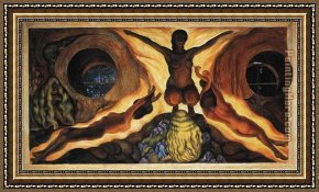 Rivera Framed Paintings - Subterranean Forces by Diego Rivera