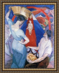 The Engagement of Virgin Framed Paintings - The Adoration of the Virgin by Diego Rivera