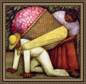 Rivera Framed Paintings - The Flower Carrier I by Diego Rivera