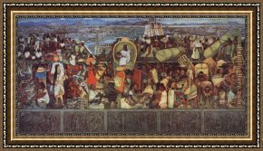 Rivera Framed Paintings - The Great City of Tenochtitlan by Diego Rivera