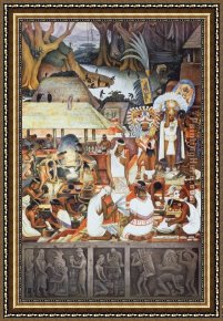 Rivera Framed Paintings - The Zapotec Civilization by Diego Rivera