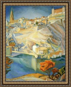 Rivera Framed Paintings - View of Toledo by Diego Rivera
