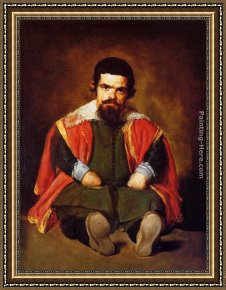 Diego Rodriguez De Silva Velazquez Framed Paintings - A Dwarf Sitting on the Floor by Diego Rodriguez de Silva Velazquez