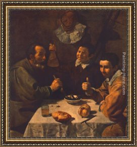 Diego Rodriguez De Silva Velazquez Framed Paintings - Breakfast by Diego Rodriguez de Silva Velazquez