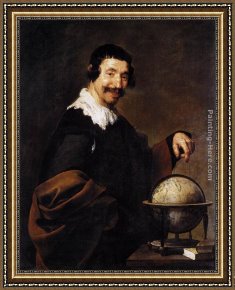 Diego Rodriguez De Silva Velazquez Framed Paintings - Democritus by Diego Rodriguez de Silva Velazquez