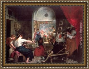 Vague Et La Perle Framed Paintings - Las Hilanderas by Diego Rodriguez de Silva Velazquez