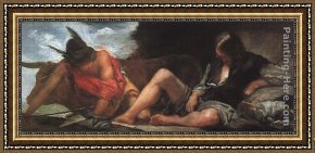 Jupiter And Mercury at Philemon And Baucis Framed Paintings - Mercury and Argus by Diego Rodriguez de Silva Velazquez