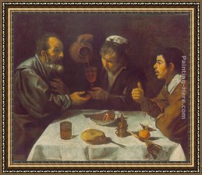 Diego Rodriguez De Silva Velazquez Framed Paintings - Peasants at the Table by Diego Rodriguez de Silva Velazquez
