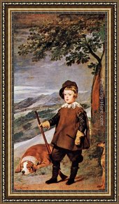 Carlo Brancaccio Framed Paintings - Prince Baltasar Carlos as Hunter by Diego Rodriguez de Silva Velazquez