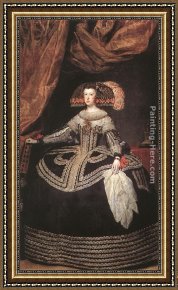 Diego Rodriguez De Silva Velazquez Framed Paintings - Queen Do&ntilde;a Mariana of Austria by Diego Rodriguez de Silva Velazquez