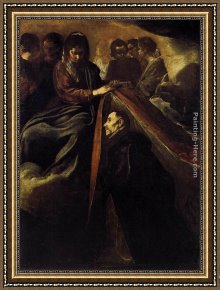 Receiving The News Framed Paintings - St Ildefonso Receiving the Chasuble from the Virgin by Diego Rodriguez de Silva Velazquez