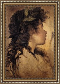 Apollo Framed Paintings - Study for the head of Apollo by Diego Rodriguez de Silva Velazquez