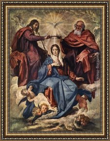 Diego Rodriguez De Silva Velazquez Framed Paintings - The Coronation of the Virgin by Diego Rodriguez de Silva Velazquez