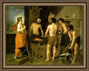 Blacksmith at His Forge Framed Paintings - The Forge of Vulcan by Diego Rodriguez de Silva Velazquez