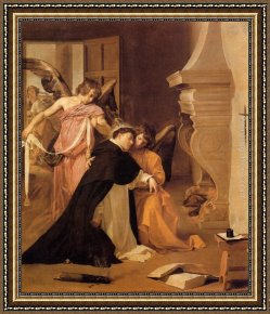 Diego Rodriguez De Silva Velazquez Framed Paintings - The Temptation of St. Thomas Aquinas by Diego Rodriguez de Silva Velazquez