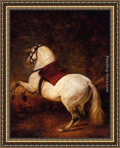 Diego Rodriguez De Silva Velazquez Framed Paintings - The White Horse by Diego Rodriguez de Silva Velazquez