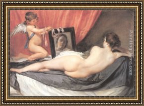 Venus in Front of The Mirror Framed Paintings - Venus at Her Mirror by Diego Rodriguez de Silva Velazquez