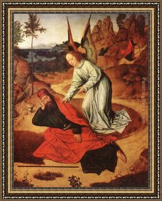 Arabs Crossing The Desert Framed Paintings - Prophet Elijah in the Desert by Dirck Bouts