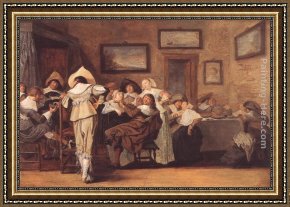 The Meagre Company Framed Paintings - Merry Company by Dirck Hals