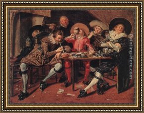 Tavern of The Crescent Moon Framed Paintings - Merry Party in a Tavern by Dirck Hals