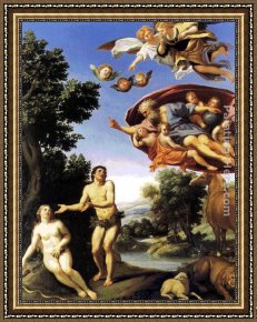 Julius Adam Framed Paintings - Adam and Eve by Domenichino