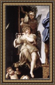 Three Musicians Framed Paintings - Madonna and Child musicians by Domenichino
