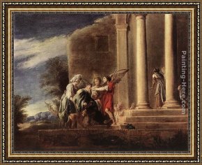The Departure of Tobias Framed Paintings - Tobias Healing his Father by Domenico Feti