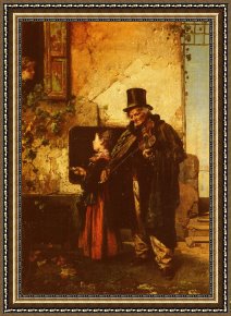 Three Musicians Framed Paintings - The Old Musician by Domenico Induno