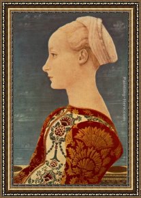 Portrait of a Woman Framed Paintings - Portrait of a Young Woman by Domenico Veneziano