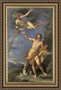 Jupiter And Mercury at Philemon And Baucis Framed Paintings - Mercury and Paris by Donato Creti