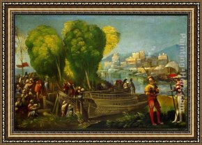 Dosso Dossi Framed Paintings - Aeneas and Achates on the Libyan Coast by Dosso Dossi