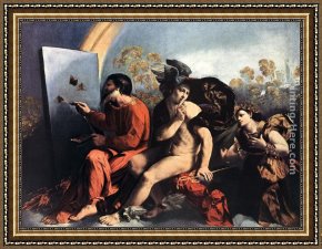 Jupiter And Antiope Framed Paintings - Jupiter, Mercury and the Virtue by Dosso Dossi