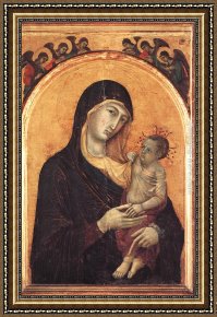Madonna And Child with Sts Matthew And Nicholas Framed Paintings - Madonna and Child with Six Angels by Duccio di Buoninsegna
