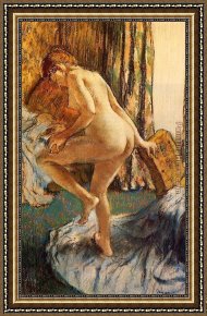 Edgar Framed Paintings - After the Bath by Edgar Degas