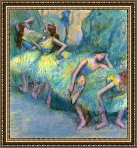 Ballet Framed Paintings - Ballet Dancers in the Wings by Edgar Degas