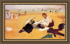 Hamlet Play Scene Framed Paintings - Beach Scene by Edgar Degas
