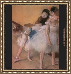 Edgar Framed Paintings - Before the Rehearsal by Edgar Degas