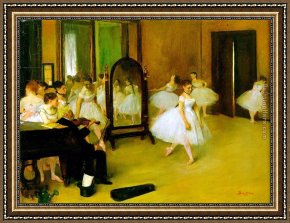 Ballet Framed Paintings - dance class by Edgar Degas