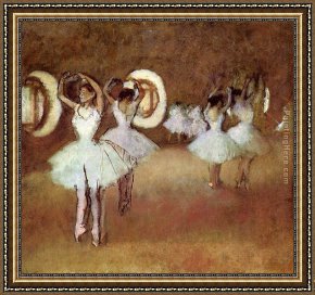 Ballet Rehearsal Framed Paintings - Dance Rehearsal in theStudio of the Opera by Edgar Degas