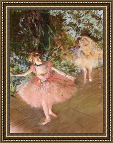 Edgar Framed Paintings - Dancer on Stage by Edgar Degas