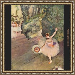 Ballet Framed Paintings - Dancer with a Bouquet of Flowers by Edgar Degas