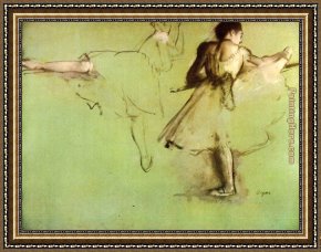 Ballet Framed Paintings - Dancers at the Barre by Edgar Degas