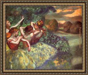 Ballet Framed Paintings - Four Dancers by Edgar Degas