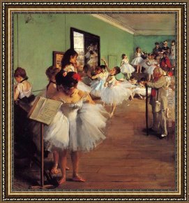 Dance Framed Paintings - The Dance Class II by Edgar Degas