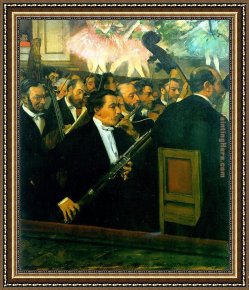 Edgar Framed Paintings - The Orchestra of the Opera by Edgar Degas
