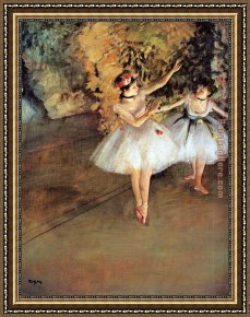 Stage Framed Paintings - Two Dancers on a Stage by Edgar Degas