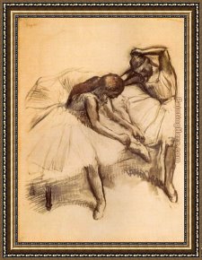 Edgar Framed Paintings - Two Dancers V by Edgar Degas