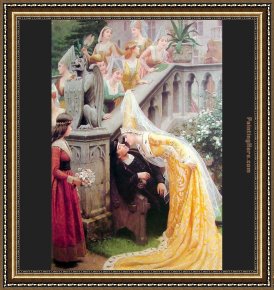 Leighton Framed Paintings - Alain Chartier by Edmund Blair Leighton