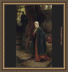 Tryst Framed Paintings - Forest Tryst by Edmund Blair Leighton