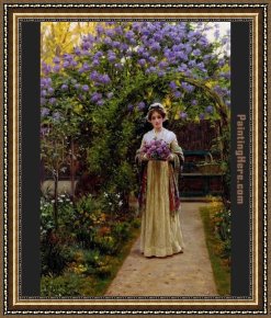 Edmund Blair Leighton Framed Paintings - Lilac by Edmund Blair Leighton